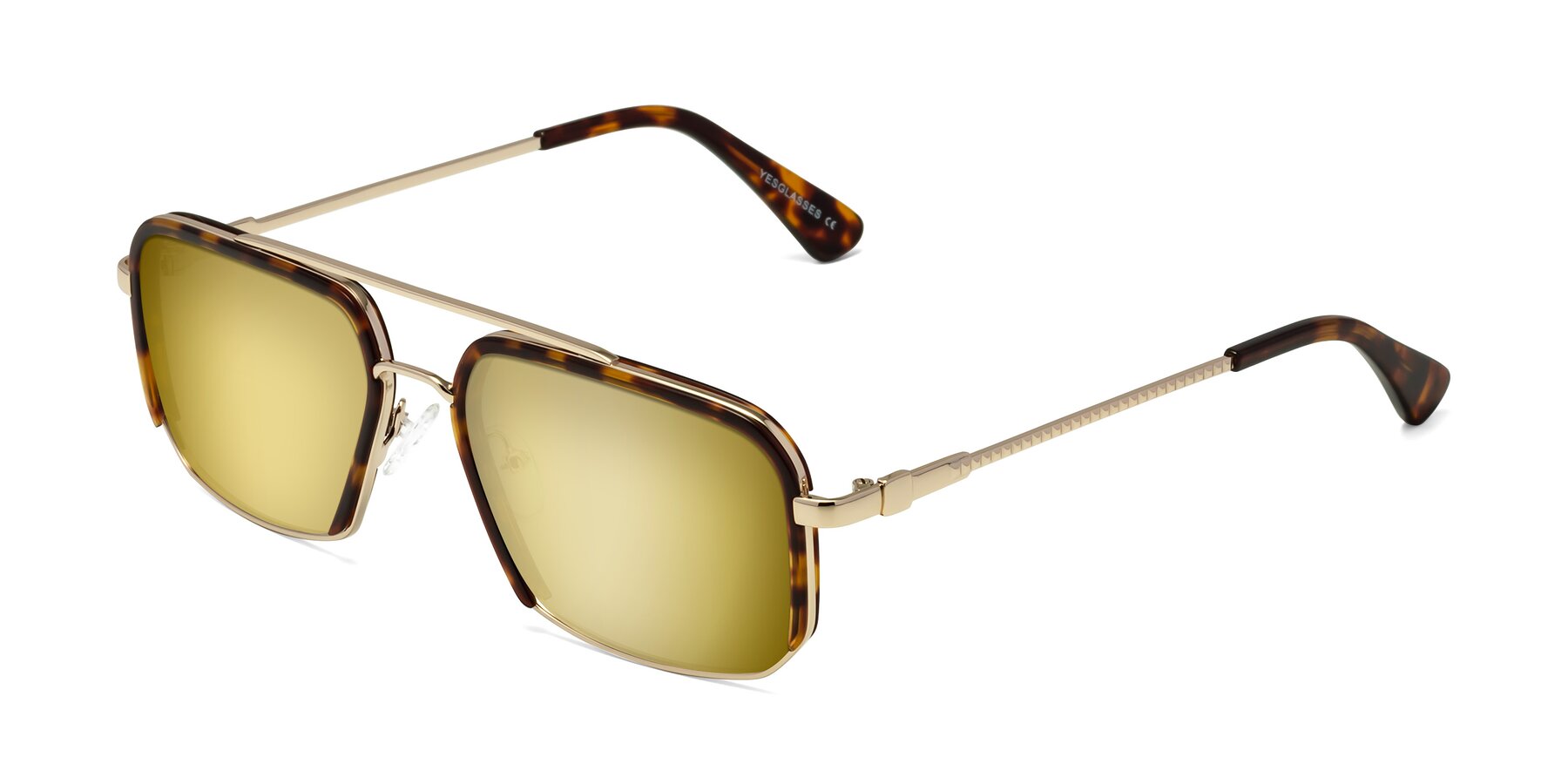 Angle of Dechter in Tortoise-Gold with Gold Mirrored Lenses