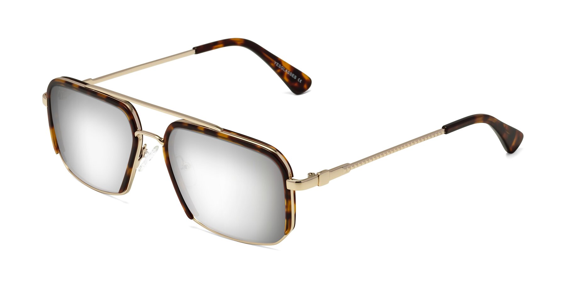 Angle of Dechter in Tortoise-Gold with Silver Mirrored Lenses