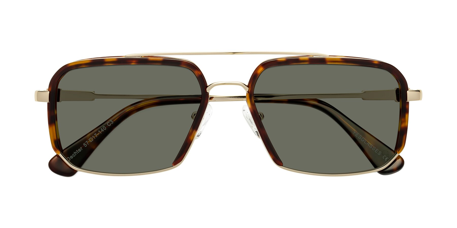 Folded Front of Dechter in Tortoise-Gold with Gray Polarized Lenses