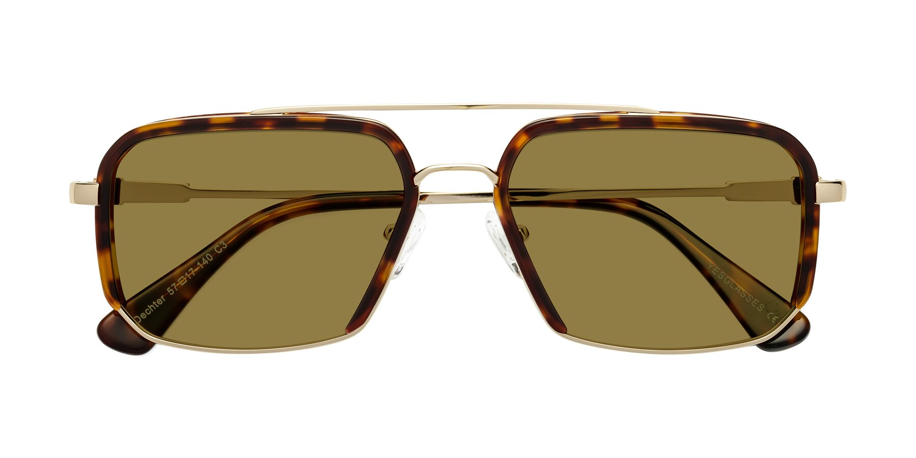 Folded Front of Dechter in Tortoise-Gold with Brown Polarized Lenses