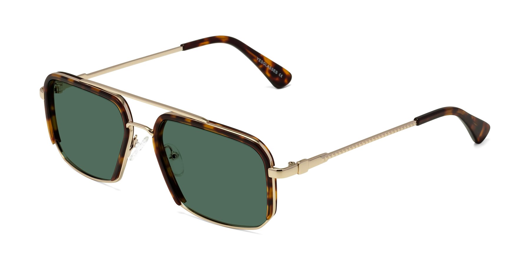 Angle of Dechter in Tortoise-Gold with Green Polarized Lenses