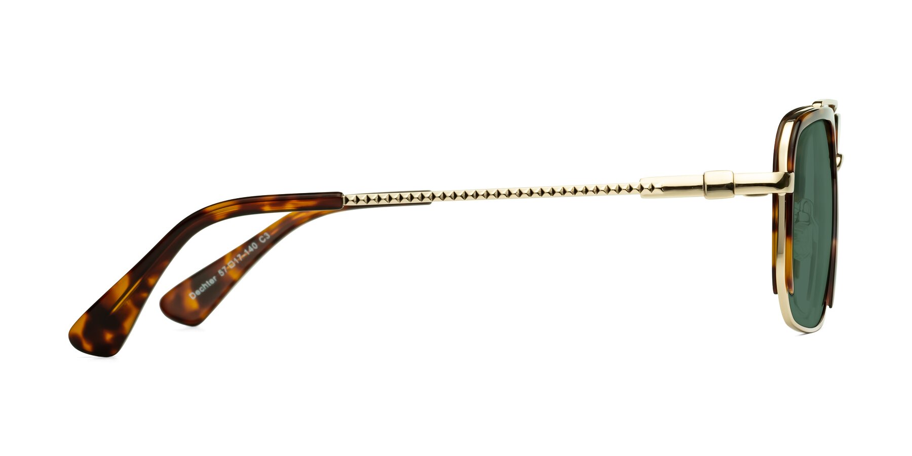 Side of Dechter in Tortoise-Gold with Green Polarized Lenses