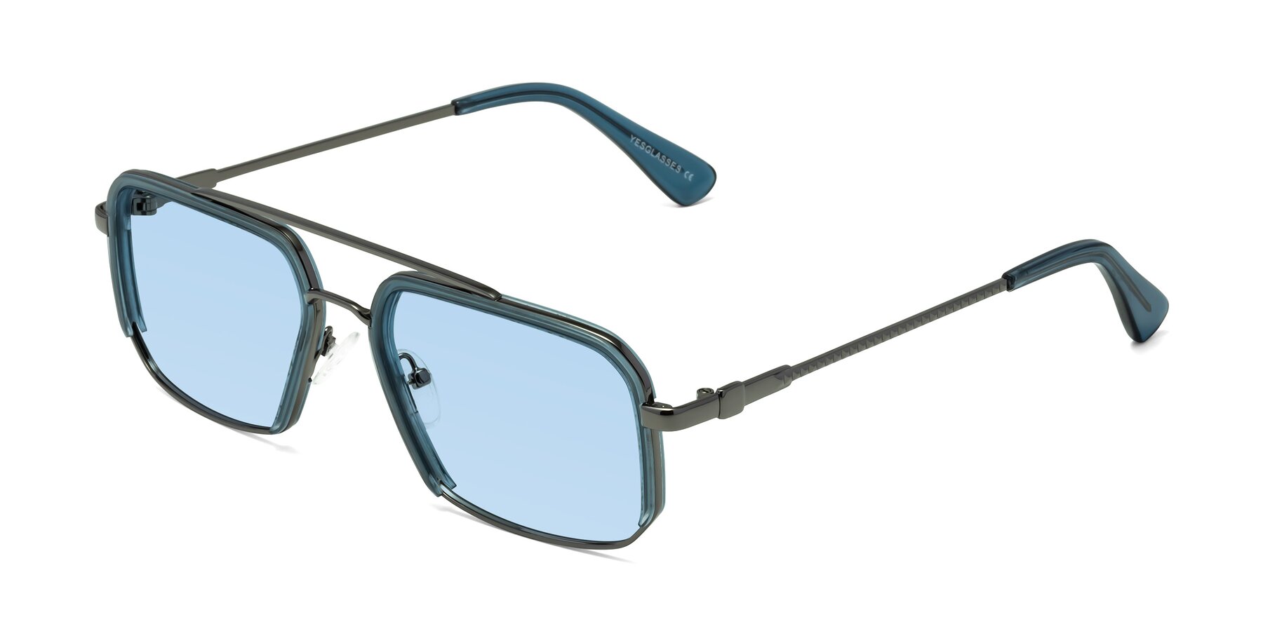 Angle of Dechter in Teal-Gunmetal with Light Blue Tinted Lenses