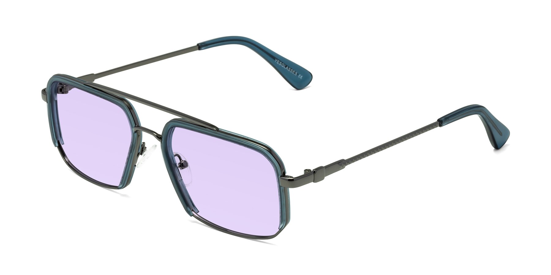 Angle of Dechter in Teal-Gunmetal with Light Purple Tinted Lenses