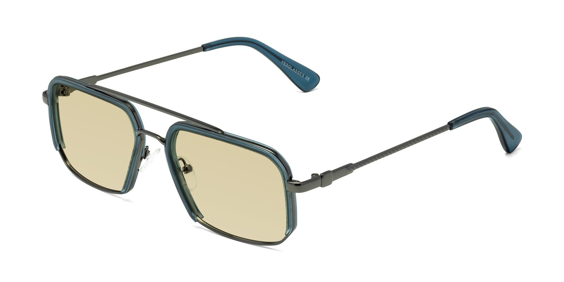 Angle of Dechter in Teal-Gunmetal with Light Champagne Tinted Lenses