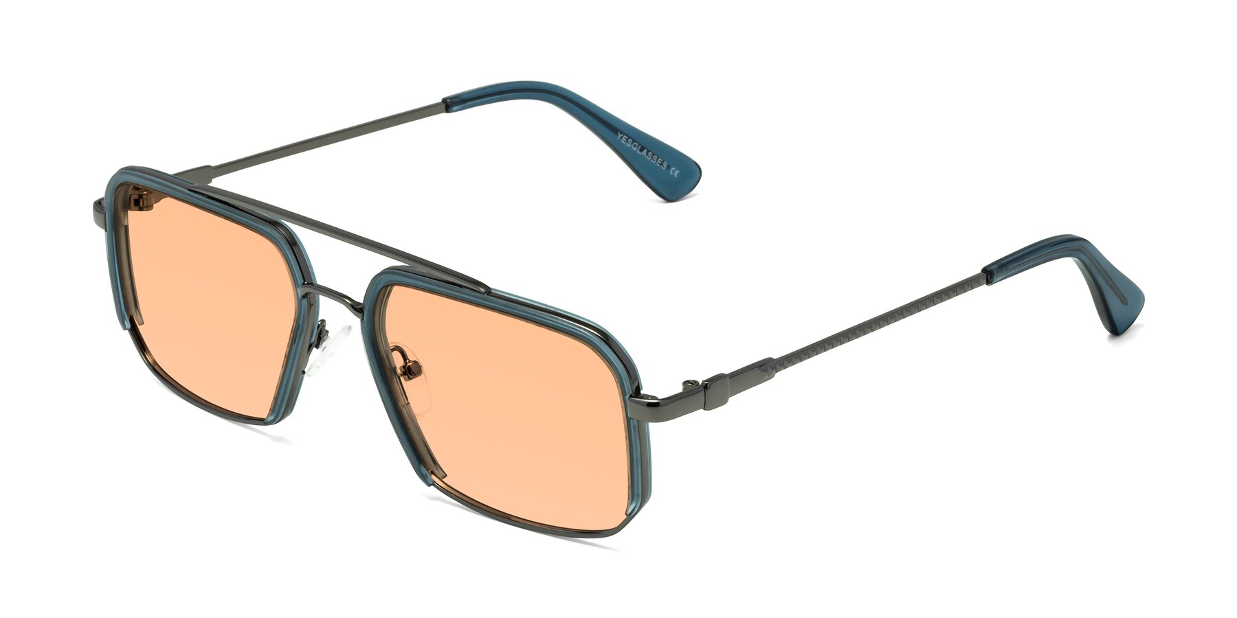 Angle of Dechter in Teal-Gunmetal with Light Orange Tinted Lenses