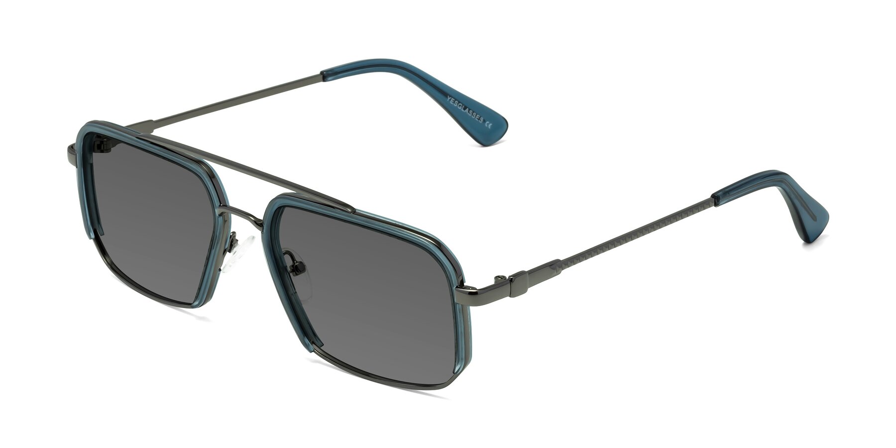 Angle of Dechter in Teal-Gunmetal with Medium Gray Tinted Lenses