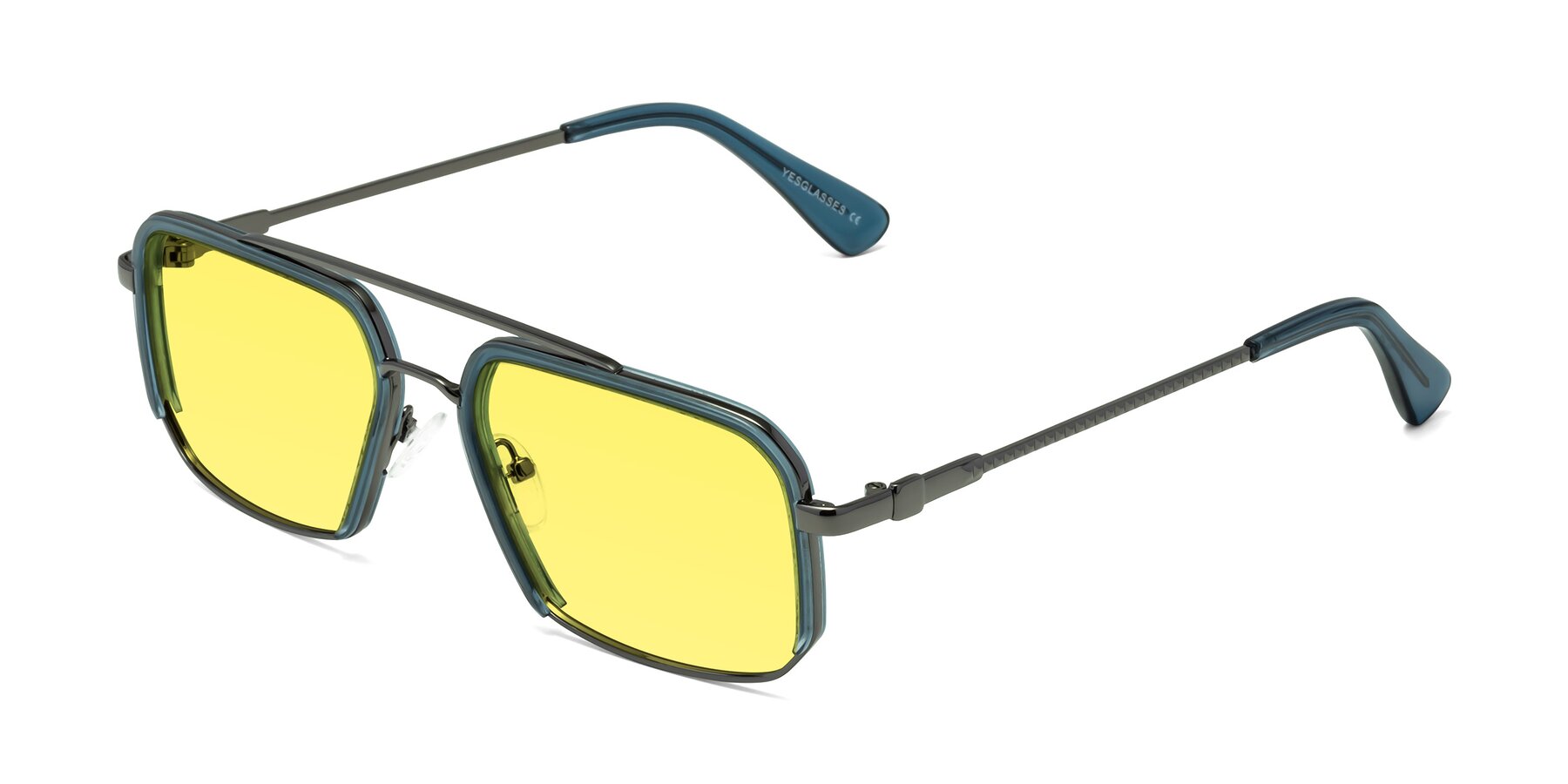 Angle of Dechter in Teal-Gunmetal with Medium Yellow Tinted Lenses