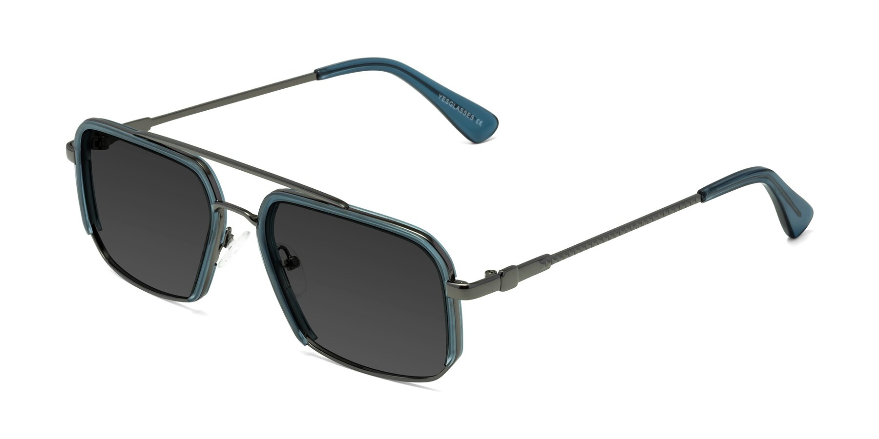 Angle of Dechter in Teal-Gunmetal with Gray Tinted Lenses