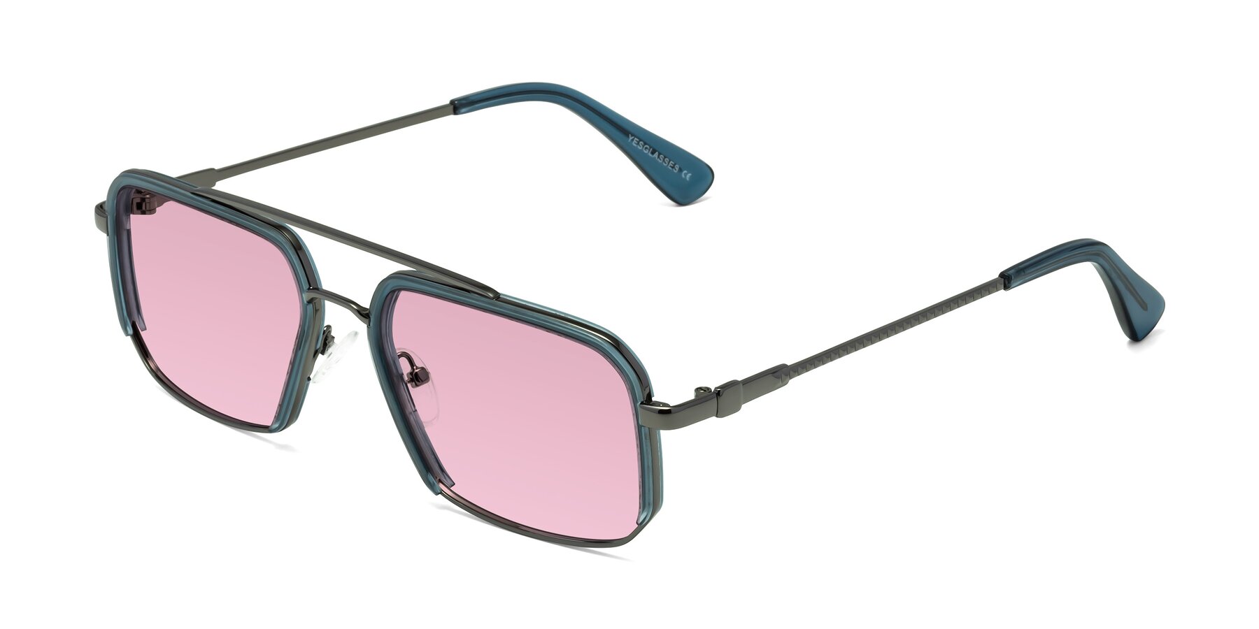 Angle of Dechter in Teal-Gunmetal with Light Wine Tinted Lenses