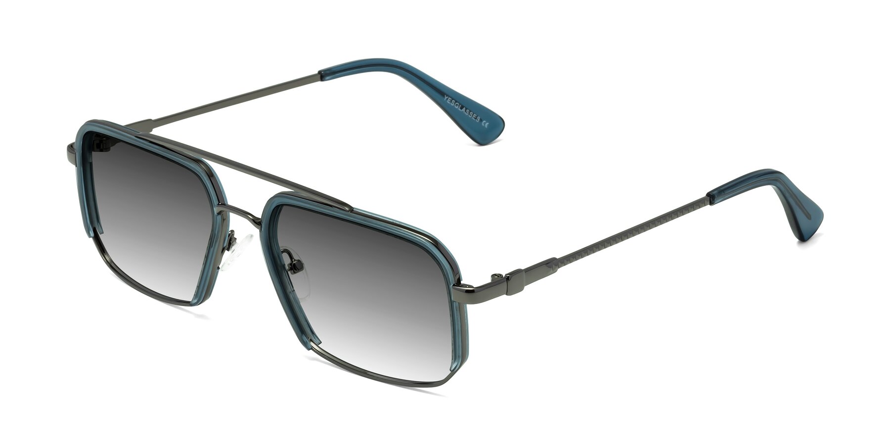 Angle of Dechter in Teal-Gunmetal with Gray Gradient Lenses