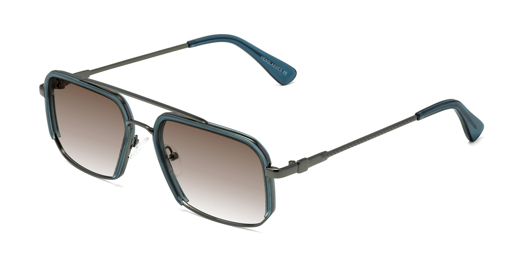 Angle of Dechter in Teal-Gunmetal with Brown Gradient Lenses