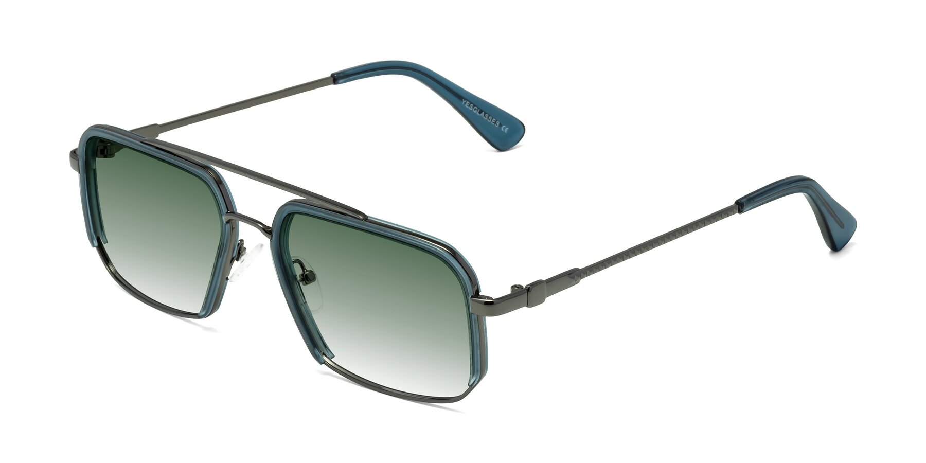 Angle of Dechter in Teal-Gunmetal with Green Gradient Lenses