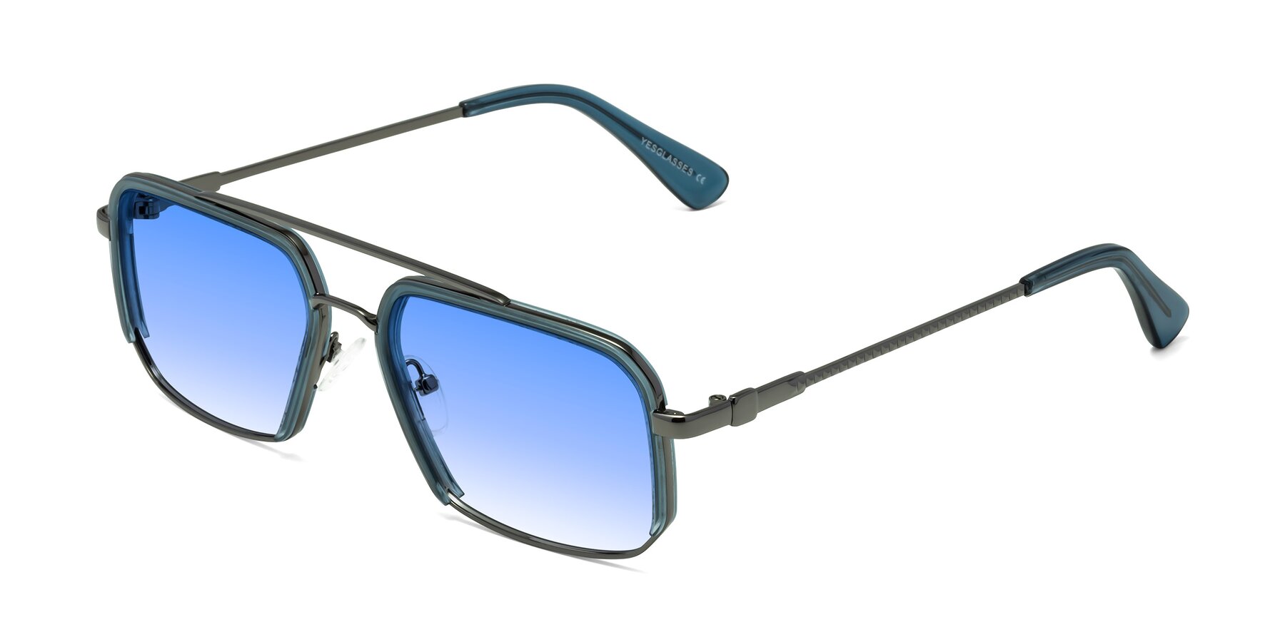 Angle of Dechter in Teal-Gunmetal with Blue Gradient Lenses