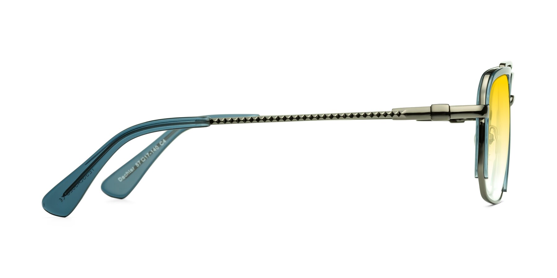 Side of Dechter in Teal-Gunmetal with Yellow Gradient Lenses