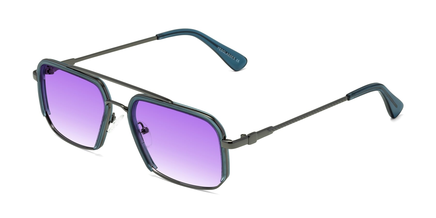 Angle of Dechter in Teal-Gunmetal with Purple Gradient Lenses