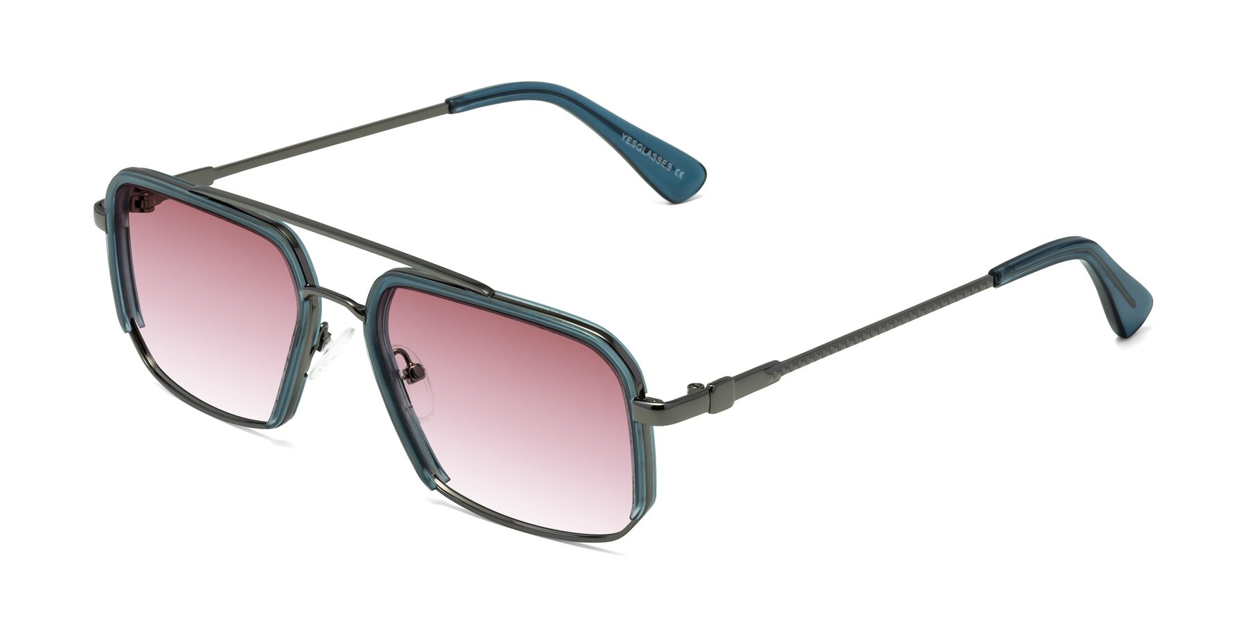 Angle of Dechter in Teal-Gunmetal with Garnet Gradient Lenses