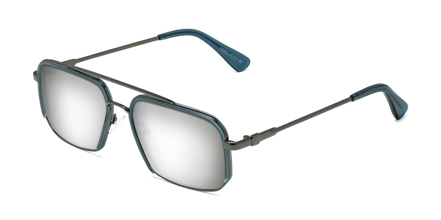 Angle of Dechter in Teal-Gunmetal with Silver Mirrored Lenses