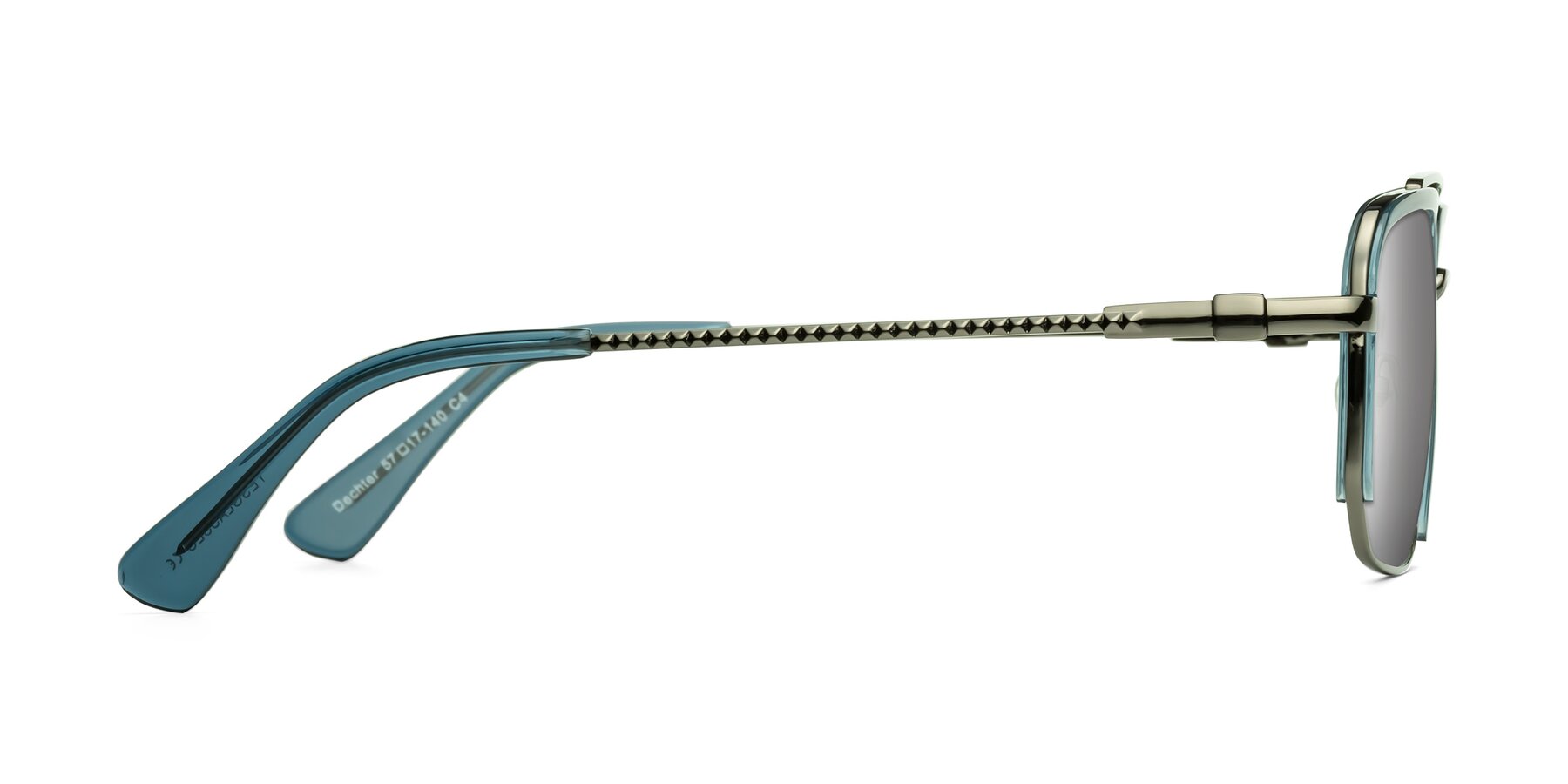 Side of Dechter in Teal-Gunmetal with Silver Mirrored Lenses