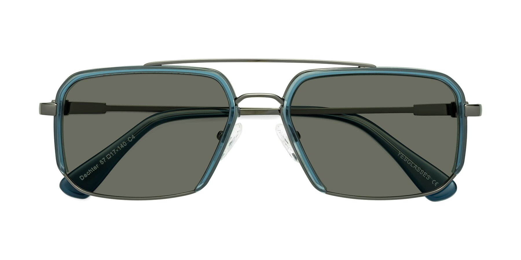 Folded Front of Dechter in Teal-Gunmetal with Gray Polarized Lenses