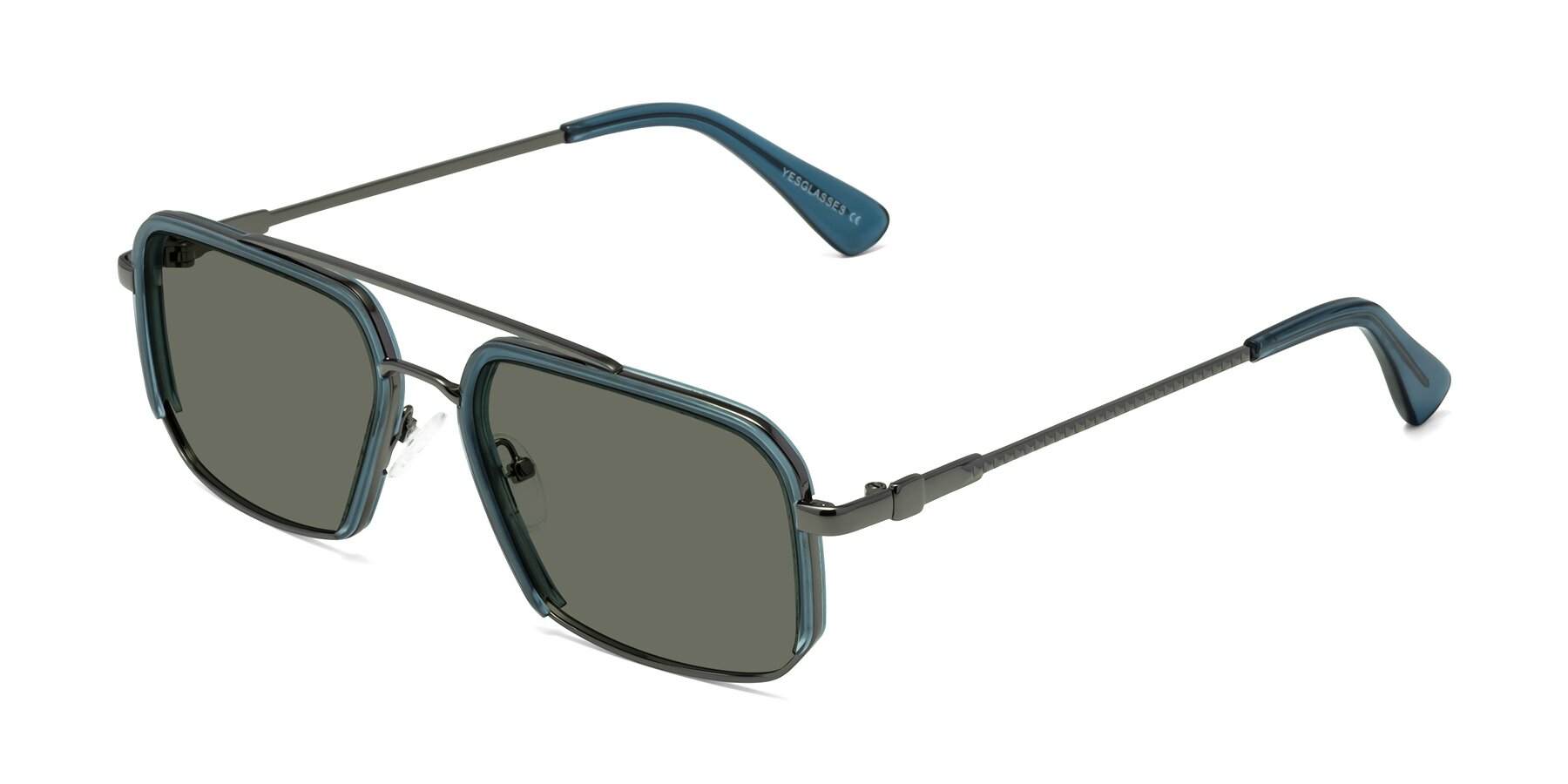 Angle of Dechter in Teal-Gunmetal with Gray Polarized Lenses