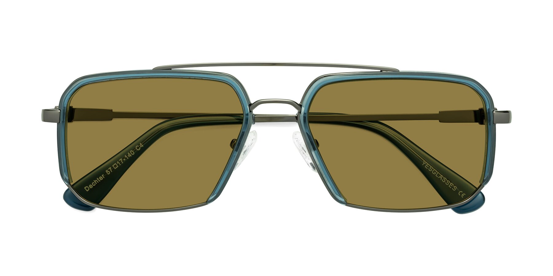 Folded Front of Dechter in Teal-Gunmetal with Brown Polarized Lenses