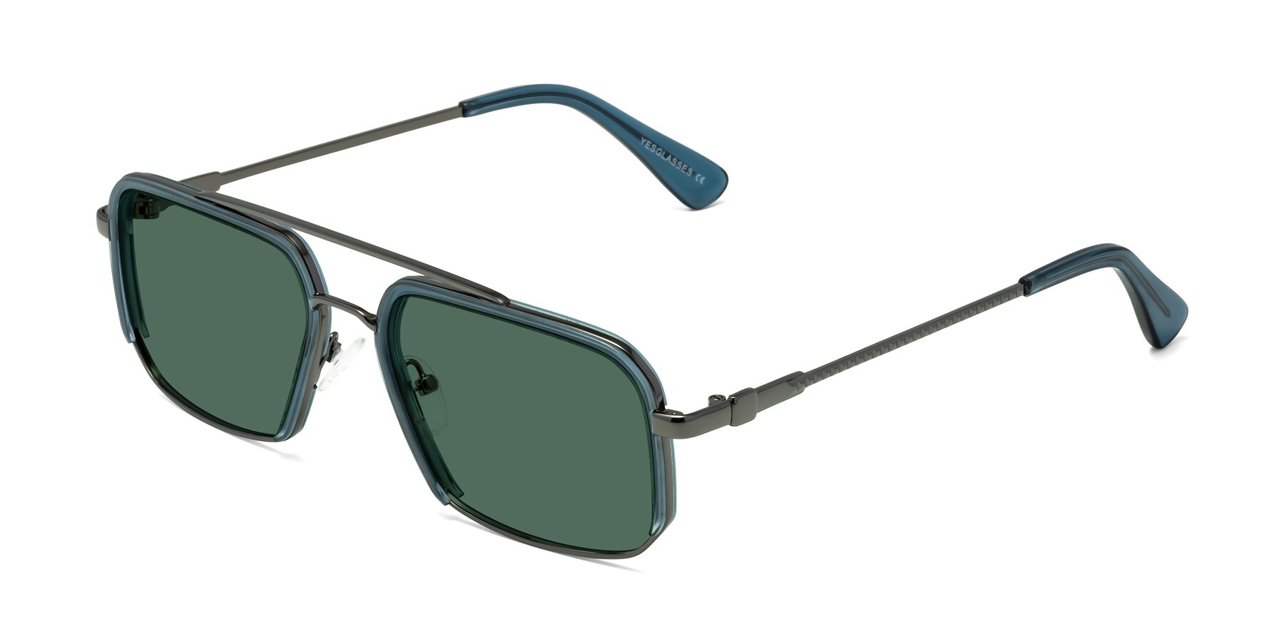 Angle of Dechter in Teal-Gunmetal with Green Polarized Lenses