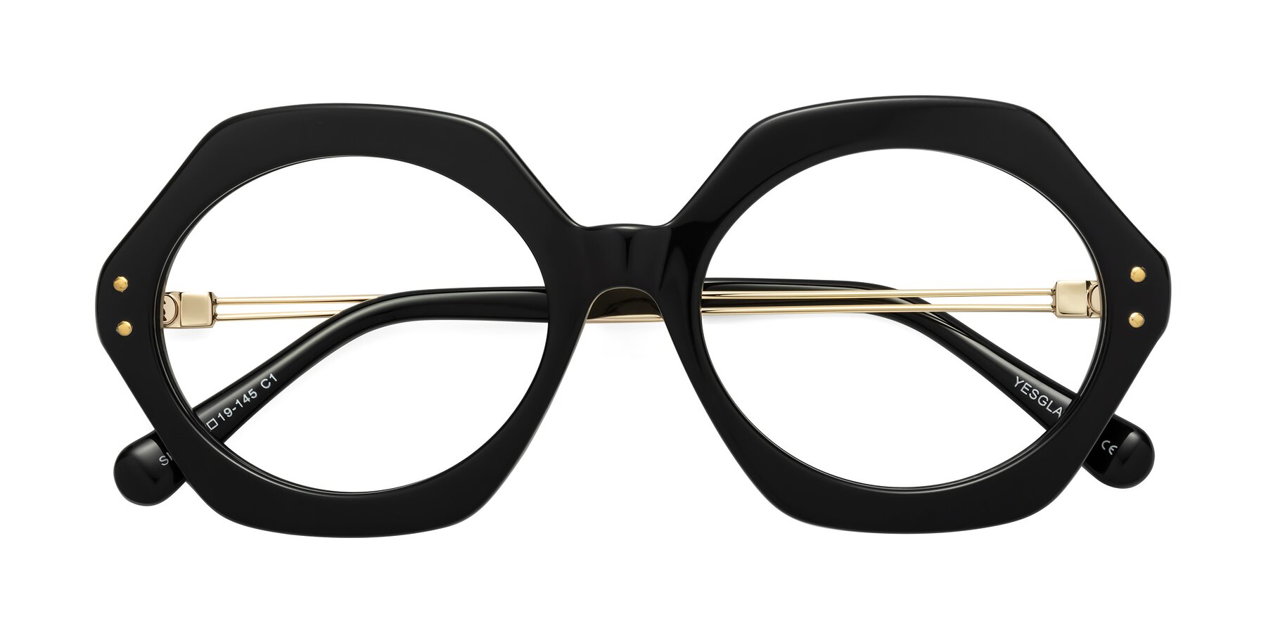Folded Front of Skye in Black with Clear Reading Eyeglass Lenses