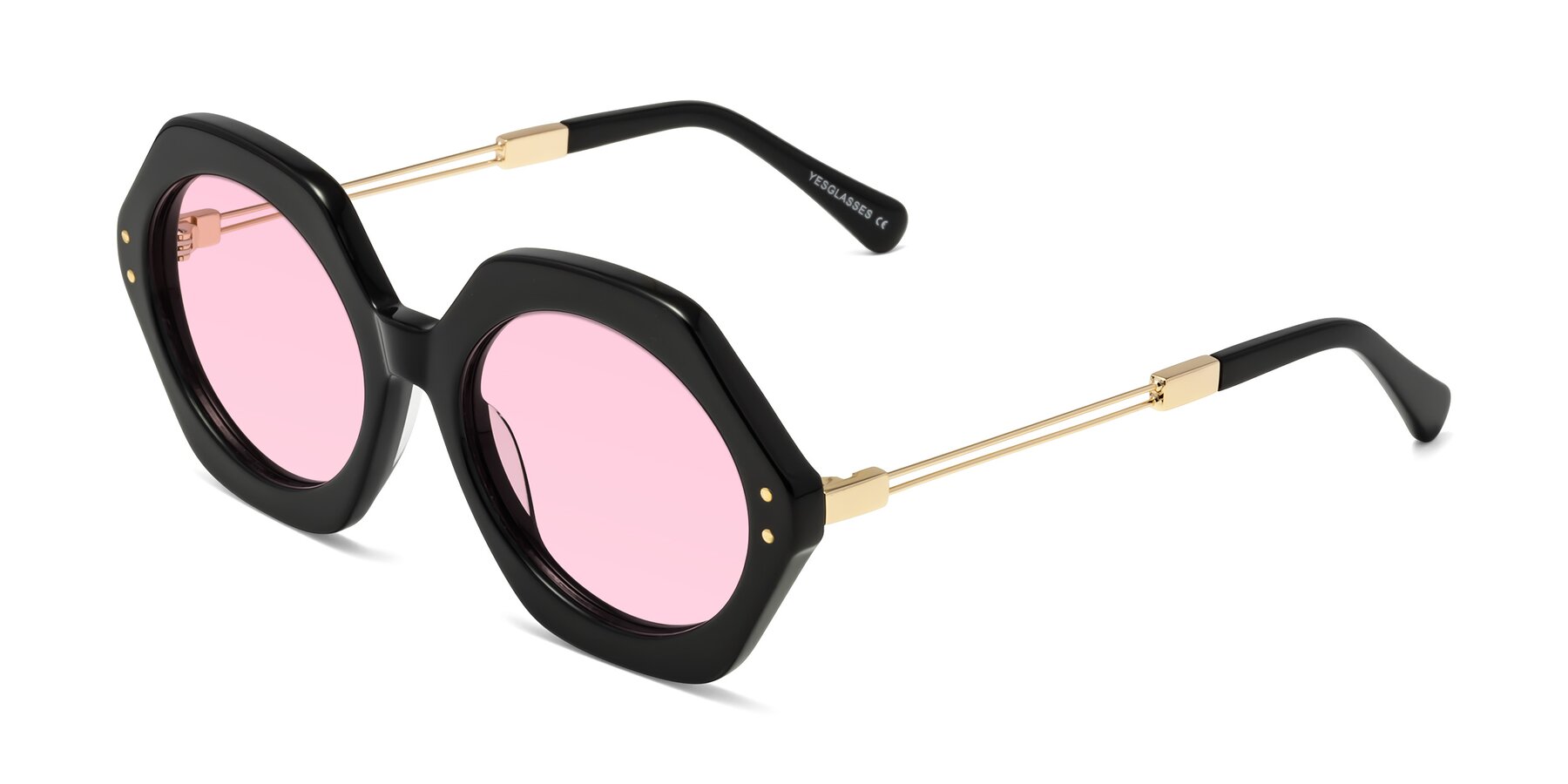 Angle of Skye in Black with Light Pink Tinted Lenses