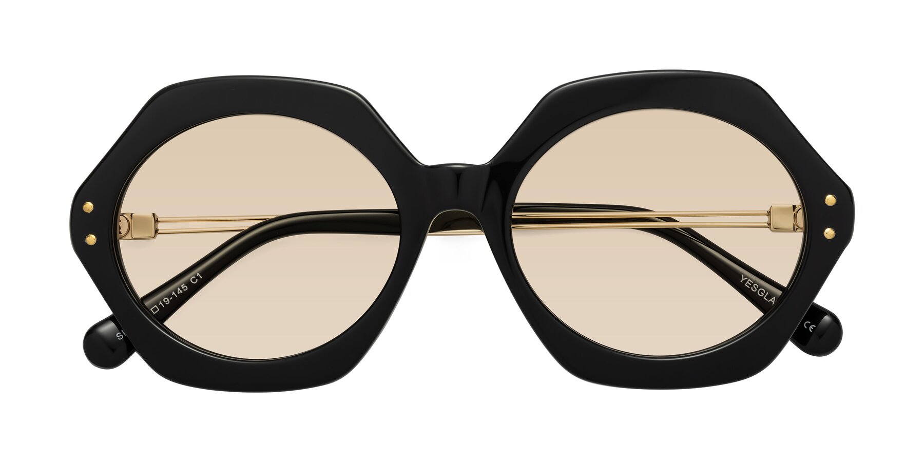 Folded Front of Skye in Black with Light Brown Tinted Lenses