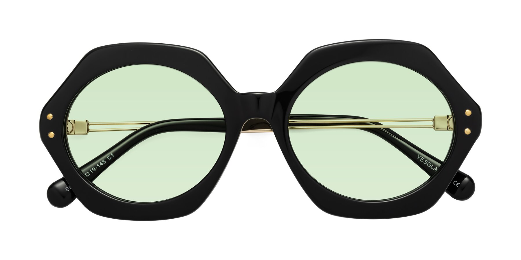 Folded Front of Skye in Black with Light Green Tinted Lenses