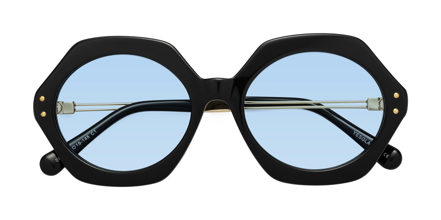 Folded Front of Skye in Black with Light Blue Tinted Lenses