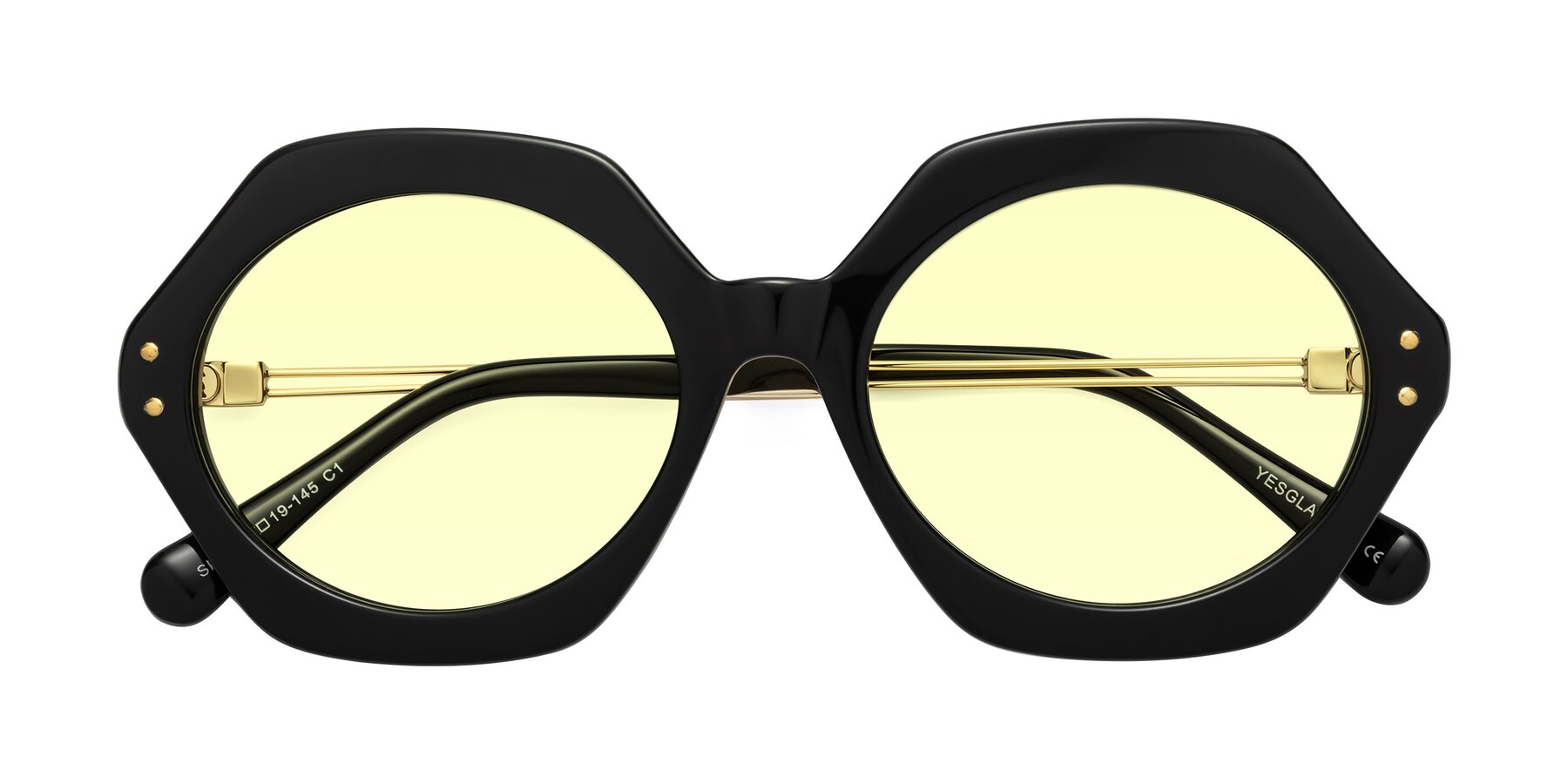 Folded Front of Skye in Black with Light Yellow Tinted Lenses