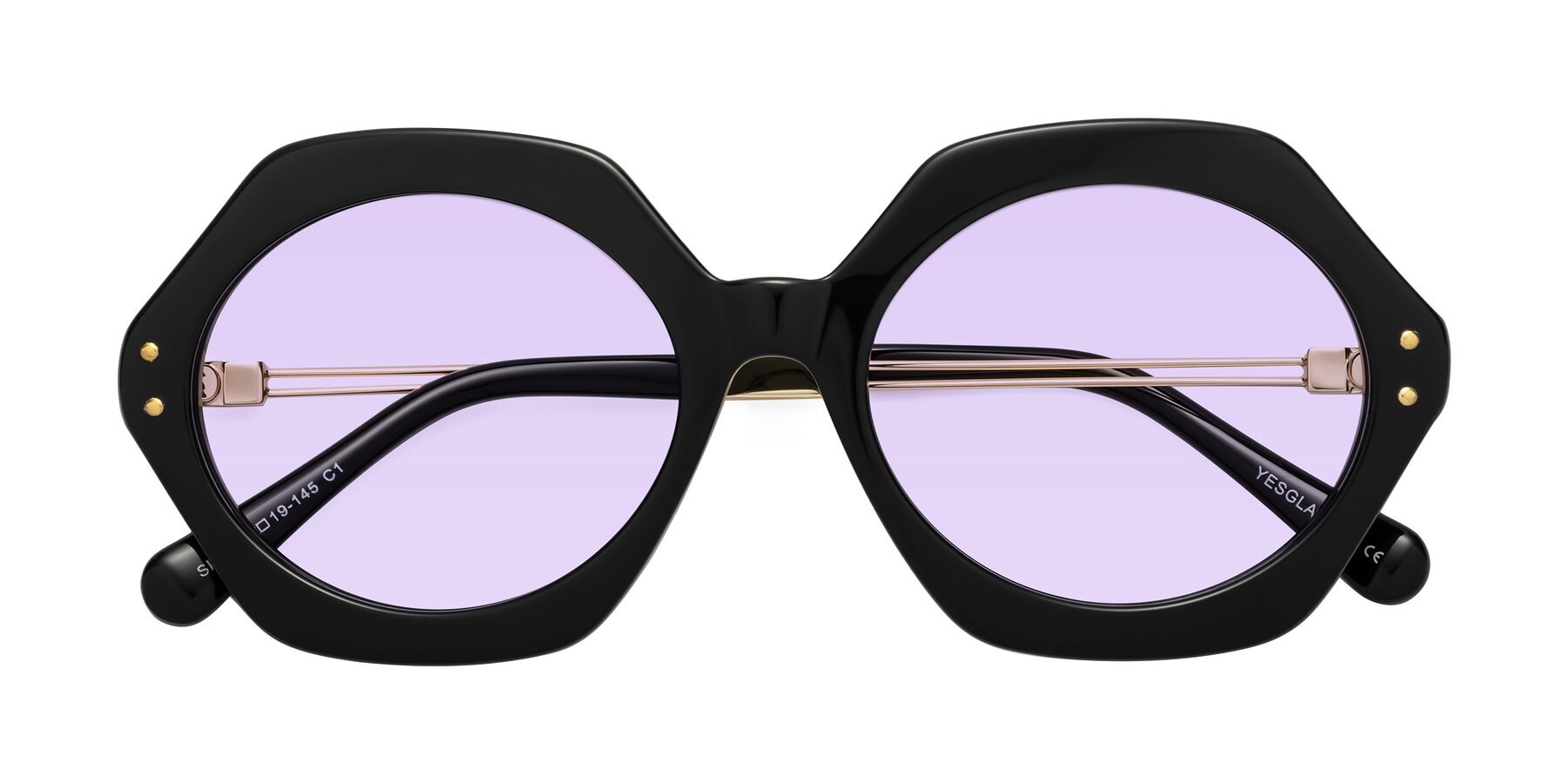 Folded Front of Skye in Black with Light Purple Tinted Lenses