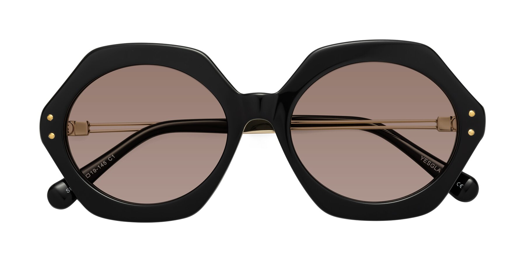 Folded Front of Skye in Black with Medium Brown Tinted Lenses