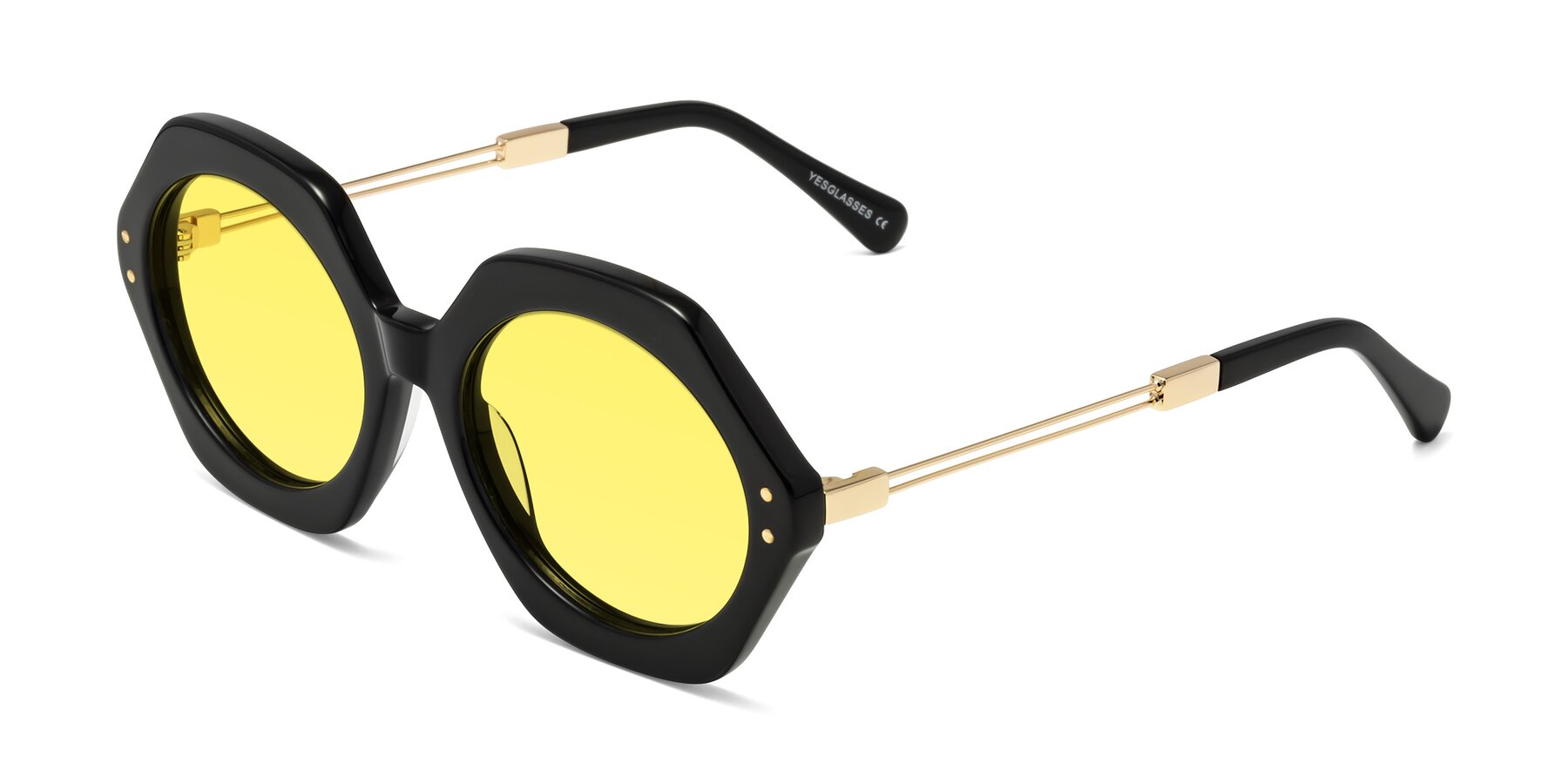 Angle of Skye in Black with Medium Yellow Tinted Lenses