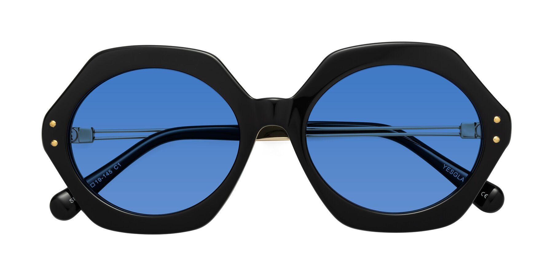 Folded Front of Skye in Black with Blue Tinted Lenses