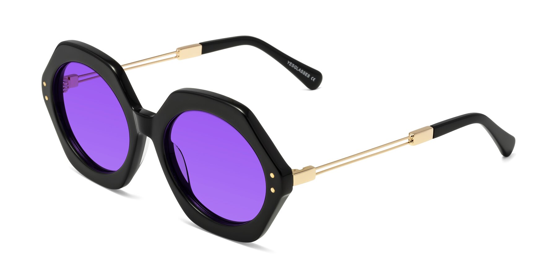 Angle of Skye in Black with Purple Tinted Lenses