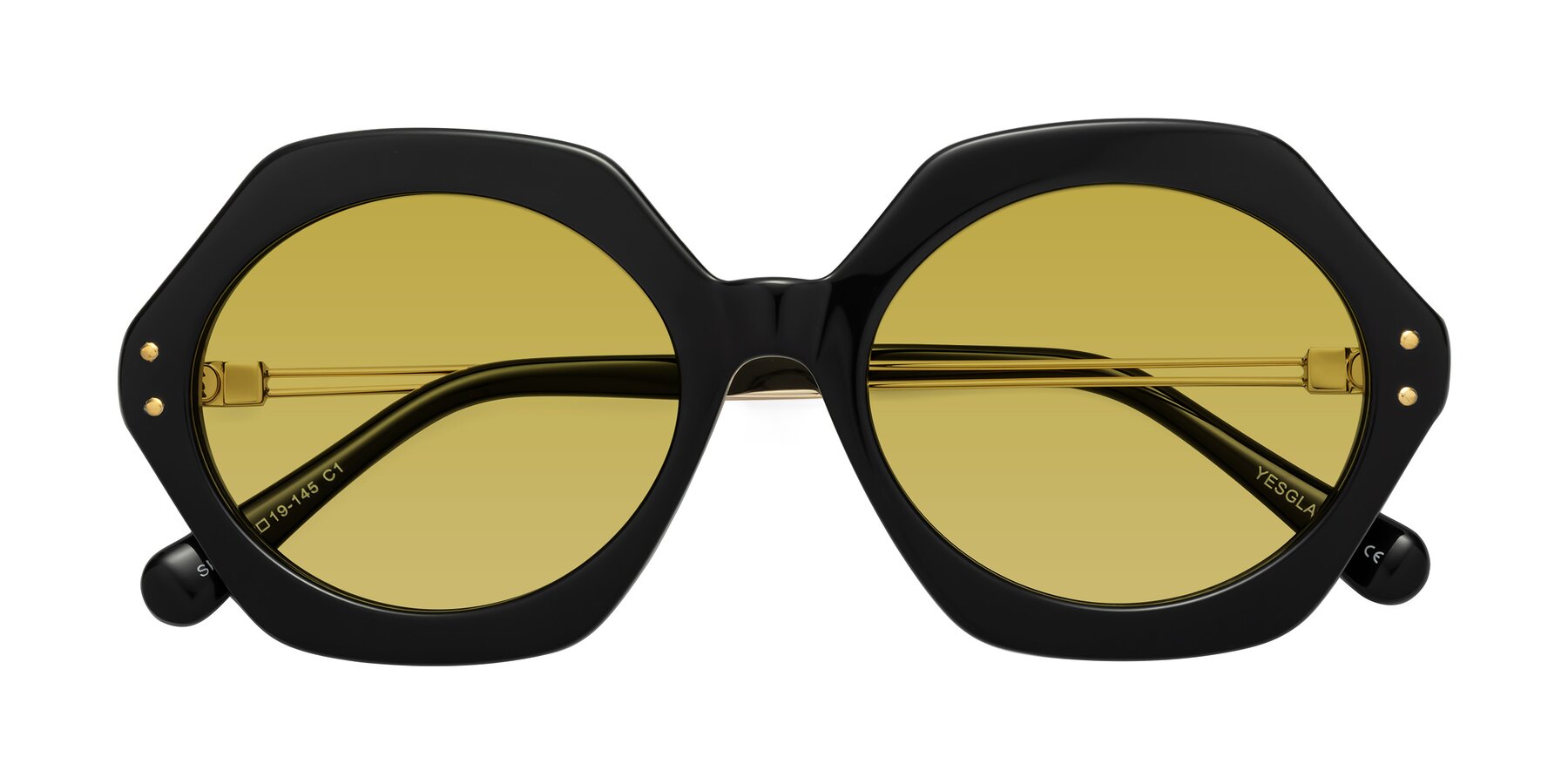 Folded Front of Skye in Black with Champagne Tinted Lenses