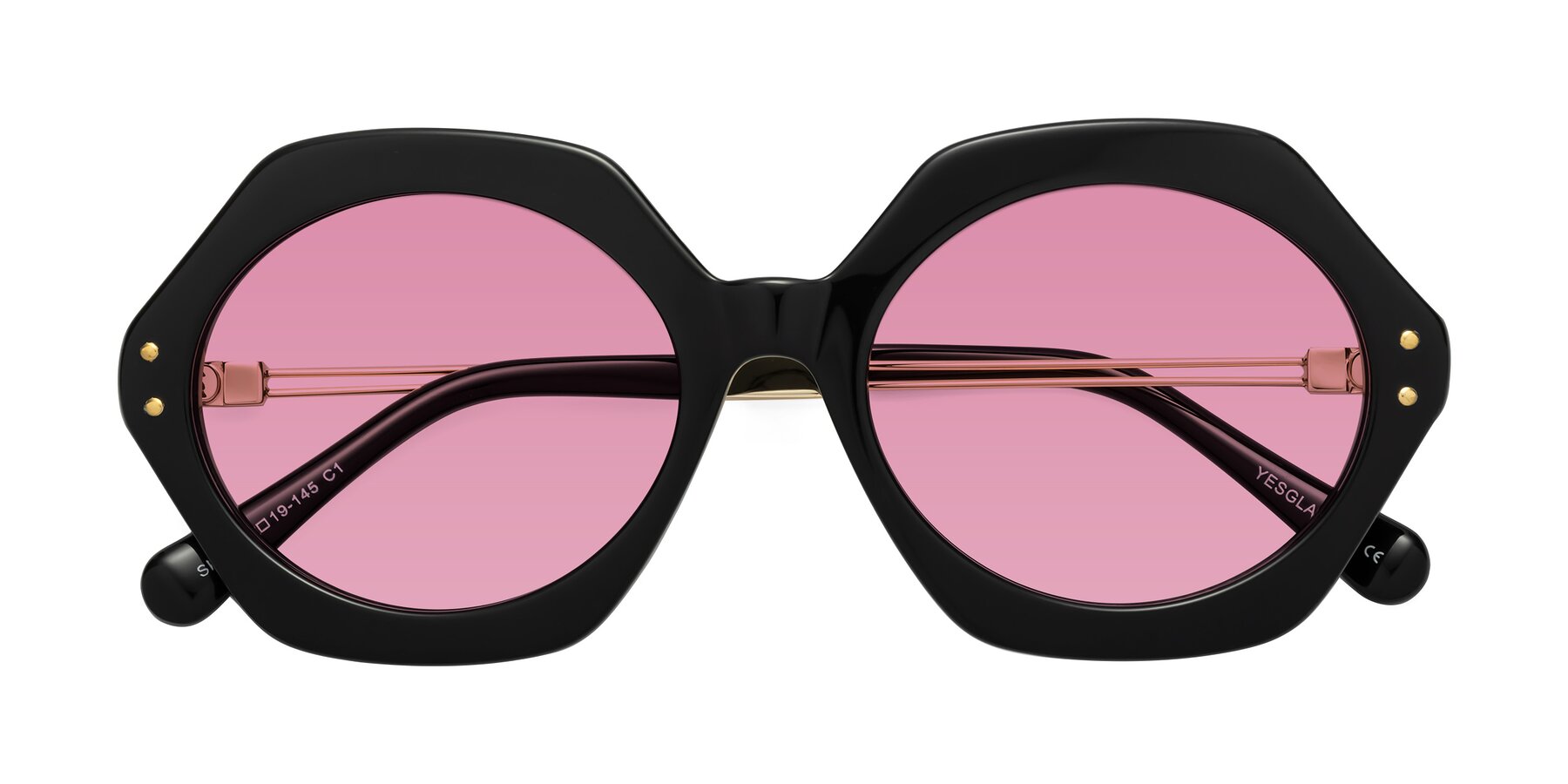 Folded Front of Skye in Black with Medium Wine Tinted Lenses