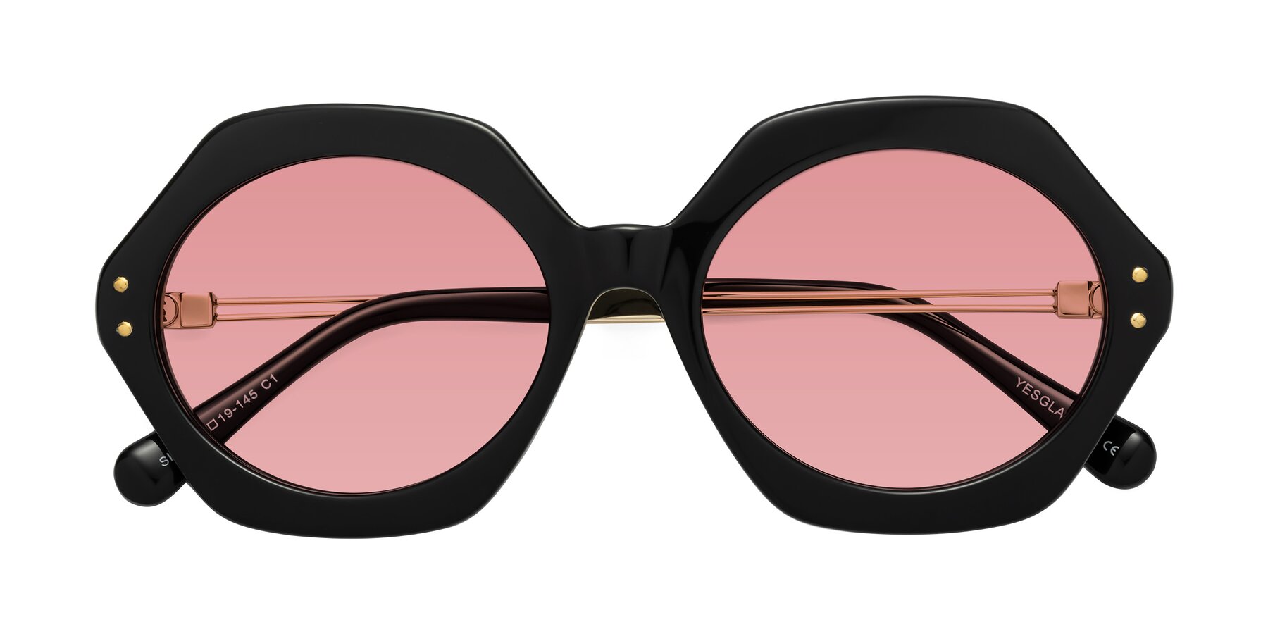 Folded Front of Skye in Black with Medium Garnet Tinted Lenses