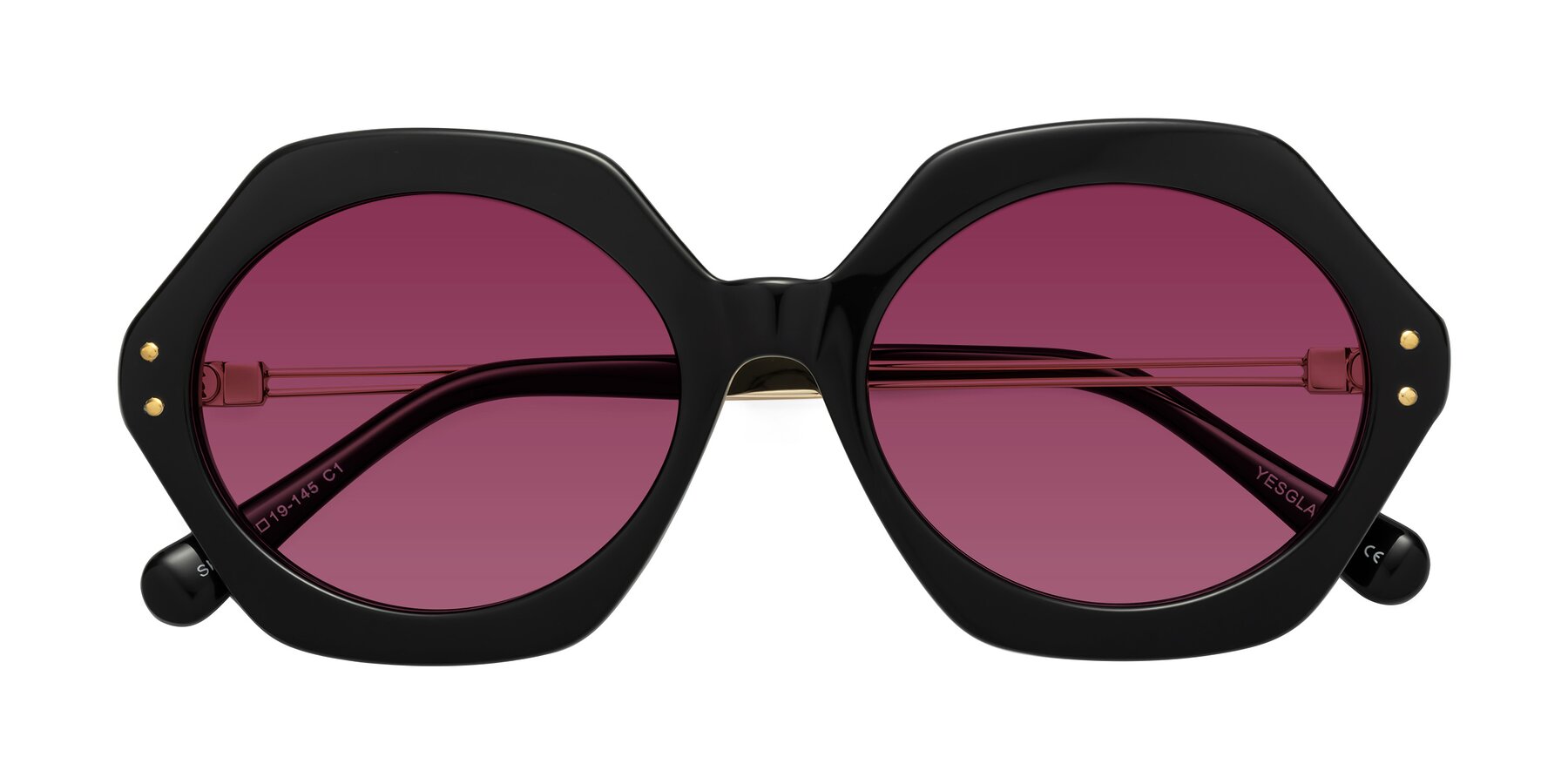 Folded Front of Skye in Black with Wine Tinted Lenses