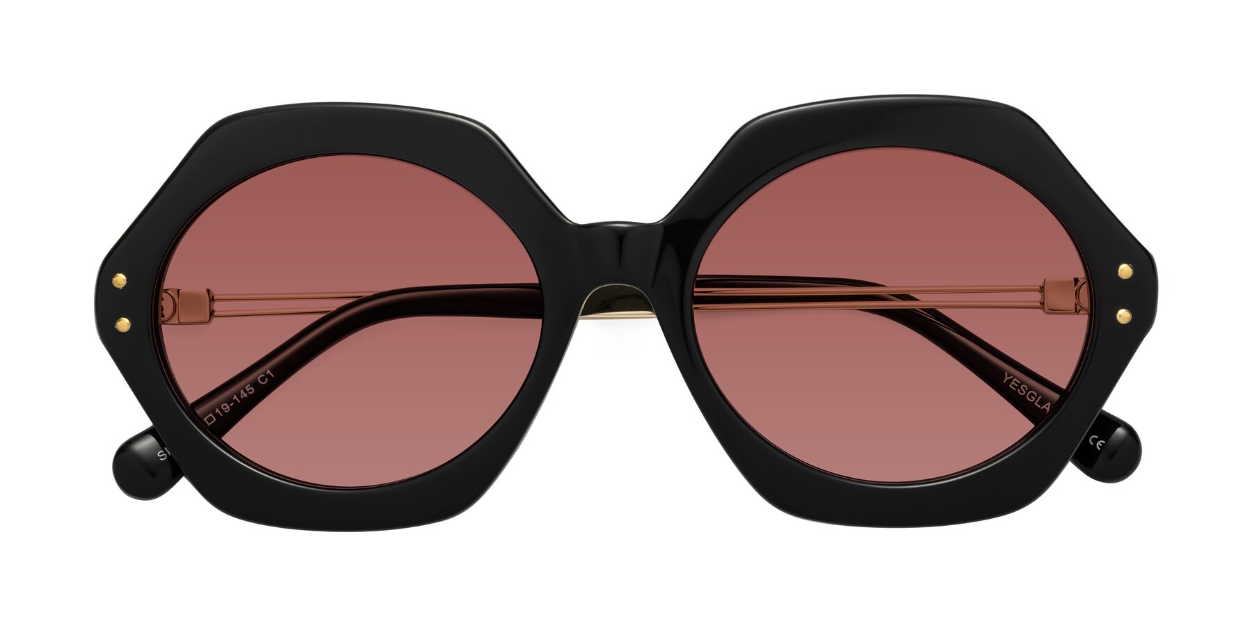 Folded Front of Skye in Black with Garnet Tinted Lenses