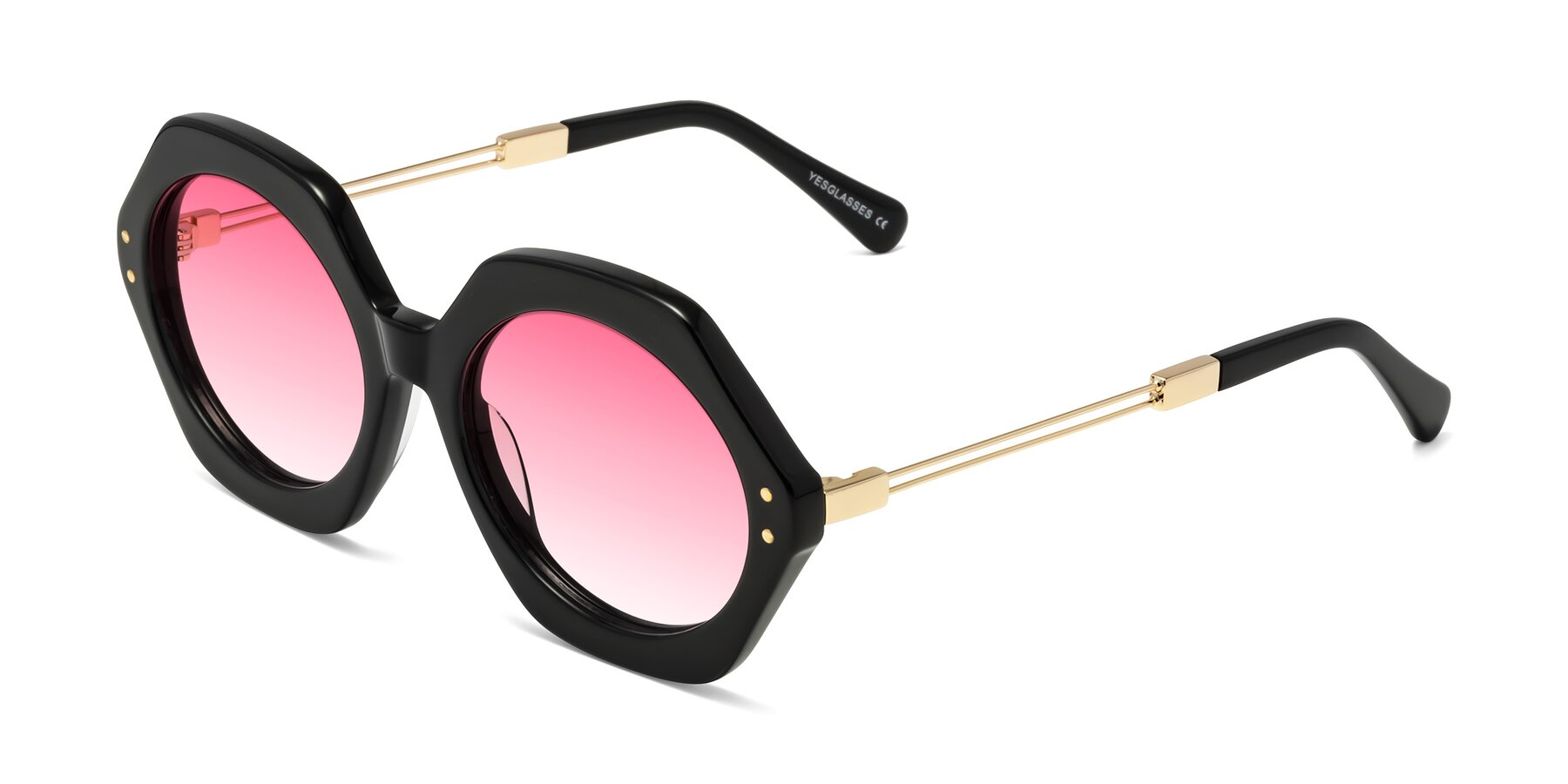 Angle of Skye in Black with Pink Gradient Lenses