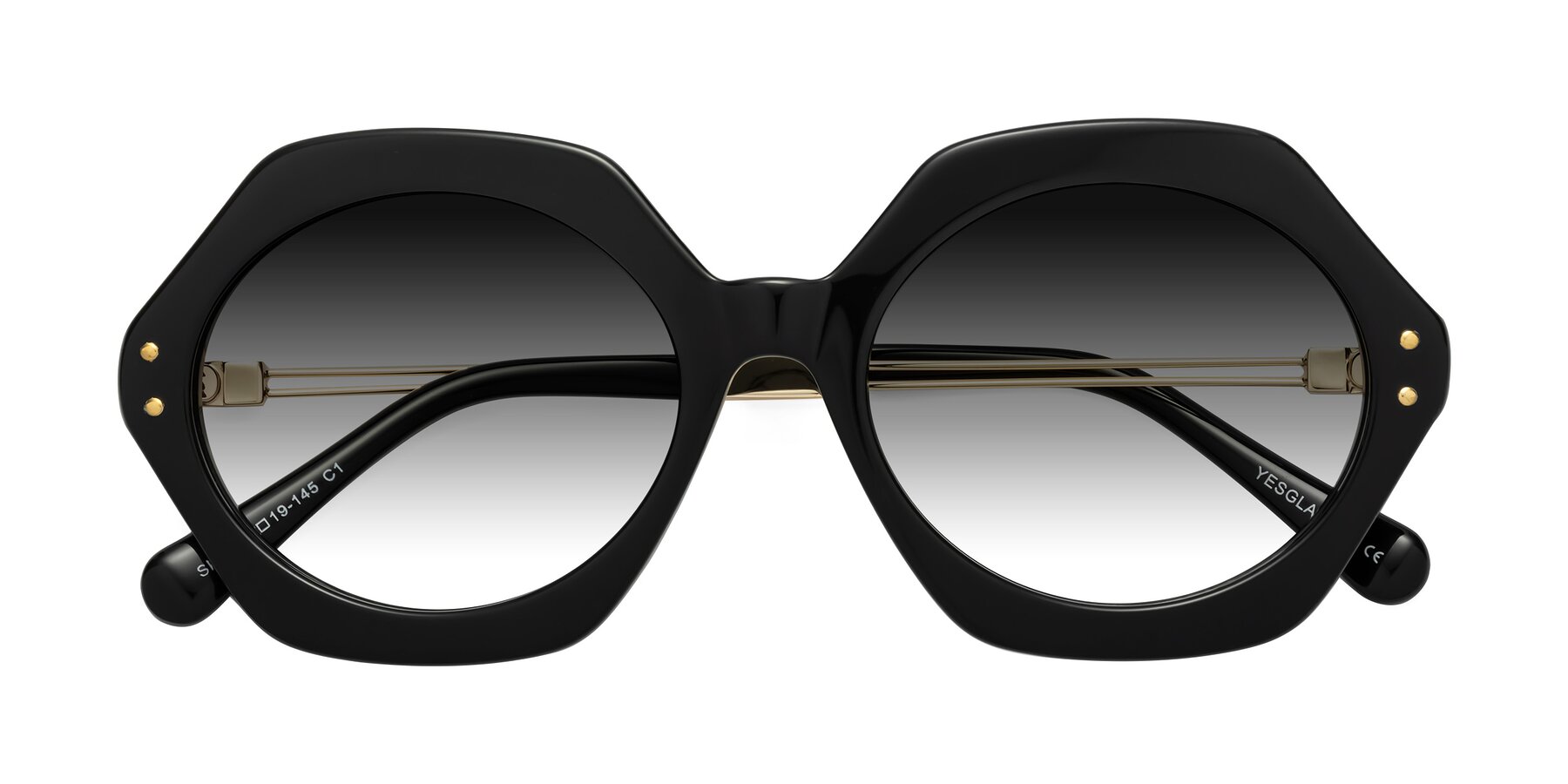 Folded Front of Skye in Black with Gray Gradient Lenses