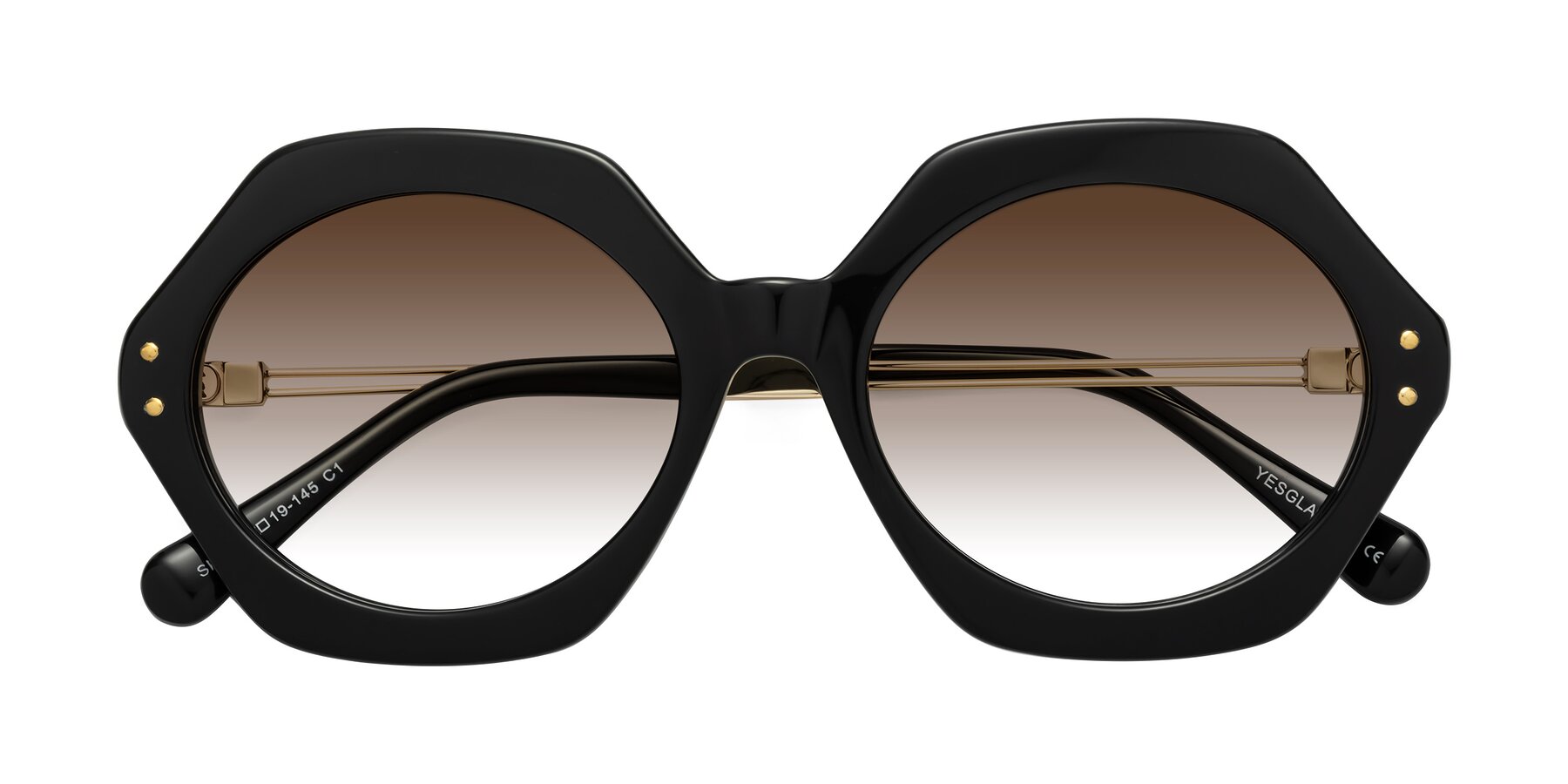 Folded Front of Skye in Black with Brown Gradient Lenses
