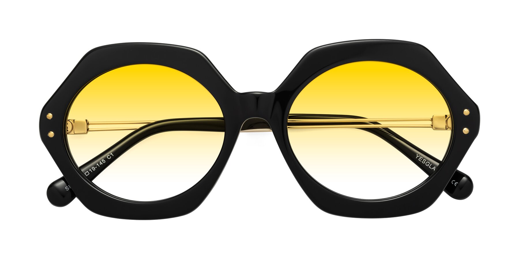 Folded Front of Skye in Black with Yellow Gradient Lenses