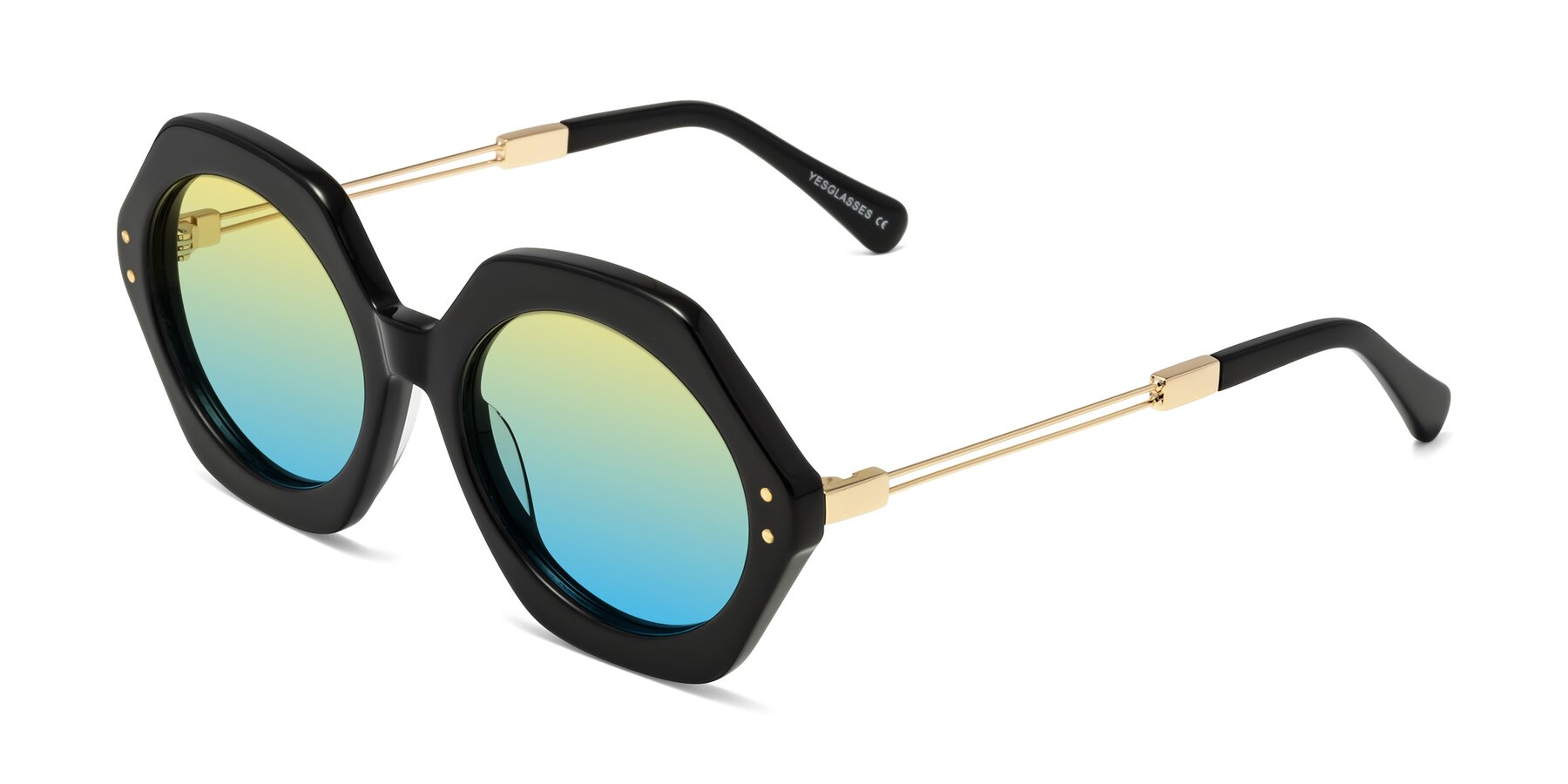 Angle of Skye in Black with Yellow / Blue Gradient Lenses