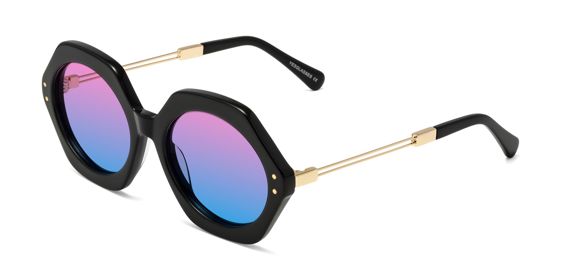 Angle of Skye in Black with Pink / Blue Gradient Lenses