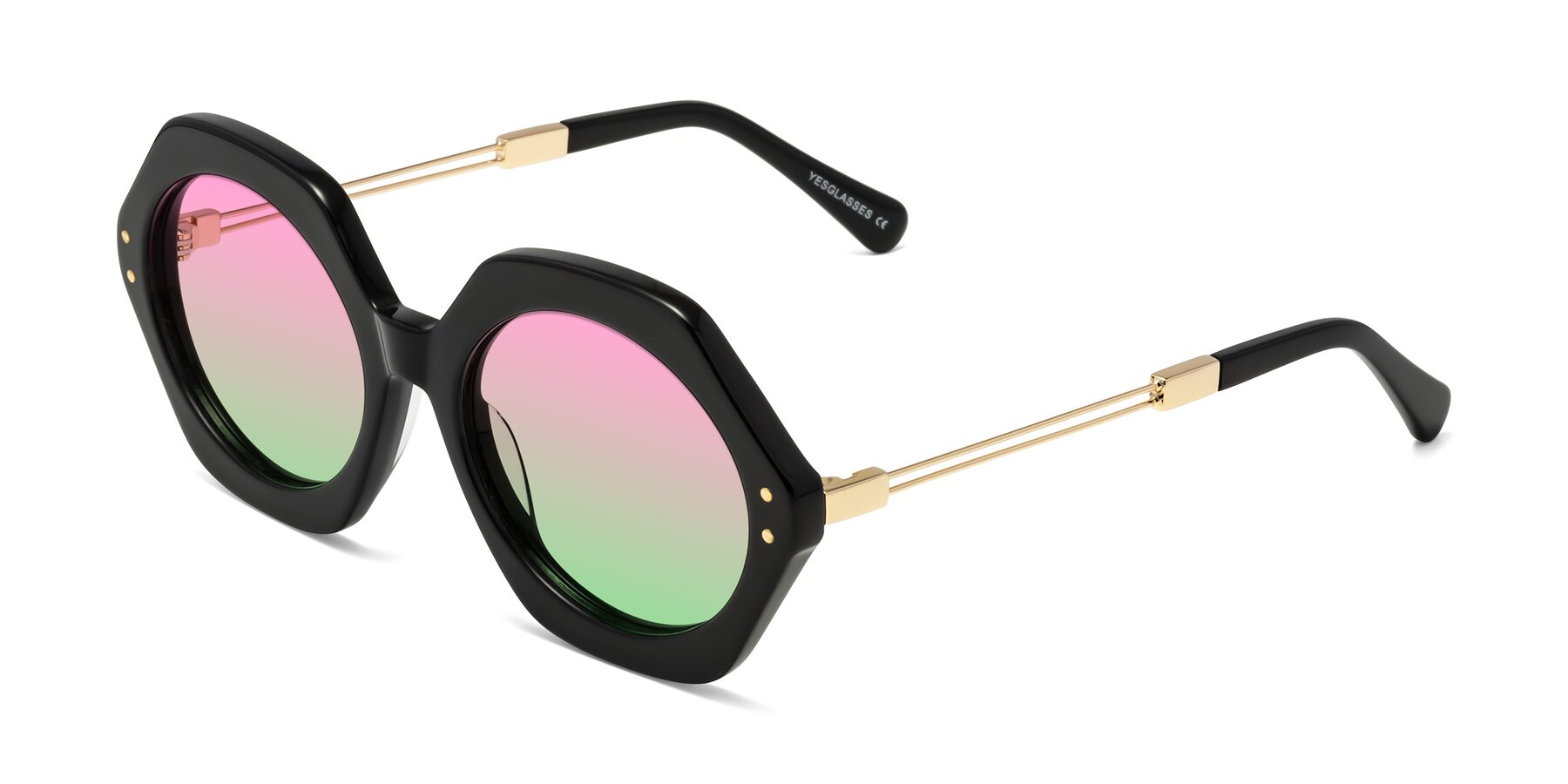 Angle of Skye in Black with Pink / Green Gradient Lenses